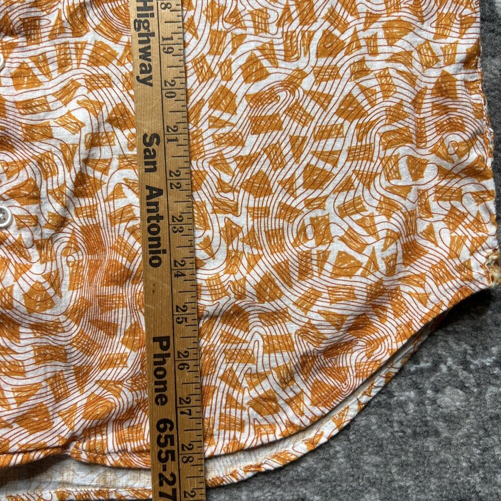 Robert Graham Shirt Mens Large Orange White Linen Blend Abstract Beach Coastal - Picture 5 of 9